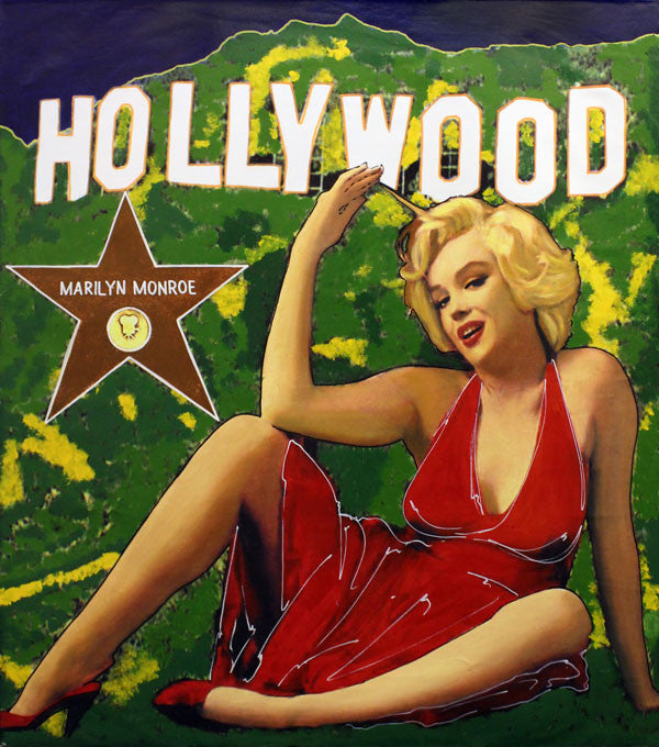 MARILYN IN RED GOES TO HOLLYWOOD BY STEVE KAUFMAN