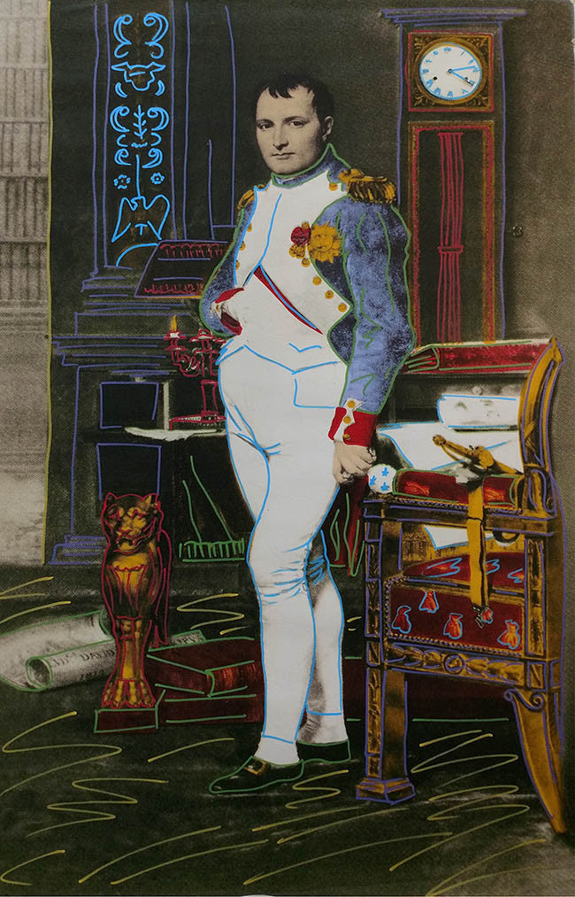 Napoleon by Steve Kaufman, 2001 mixed media on canvas, hand embellishe