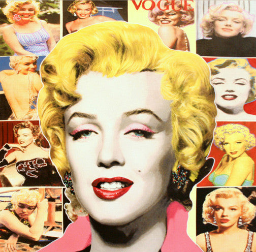 Pop Marilyn Collage - White Border by Steve Kaufman