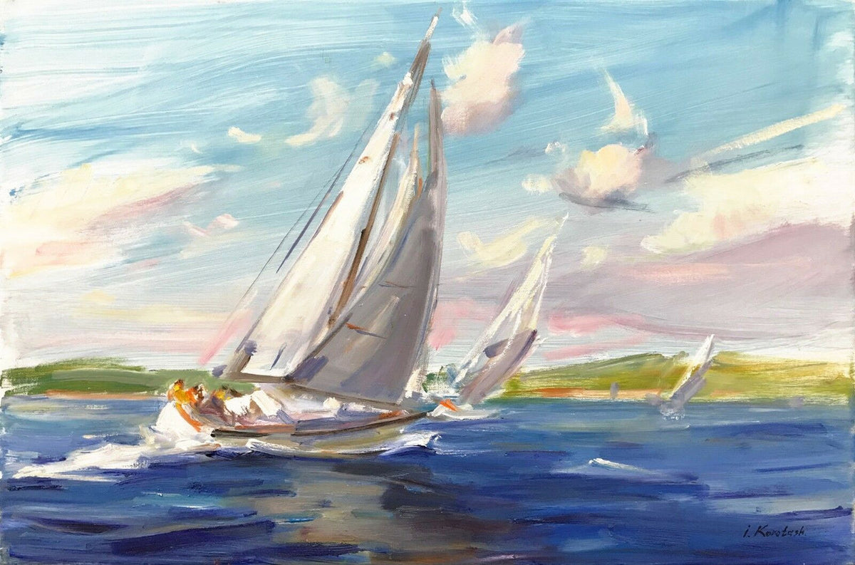 Boat Sailing by Igor Korotash, 2018 oil on canvas