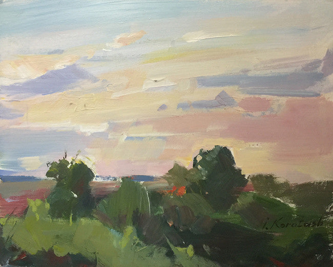 Countryside by Igor Korotash, acrylic on wood