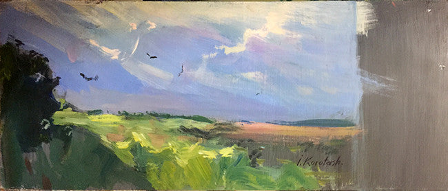 Countryside II by Igor Korotash, acrylic on wood