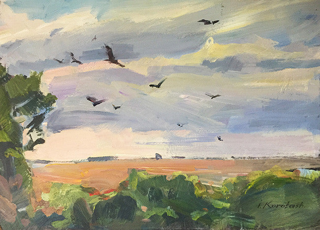 Countryside III by Igor Korotash, acrylic on wood