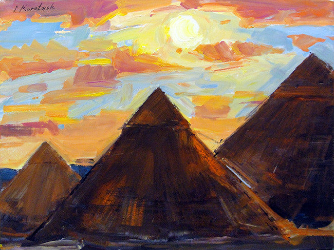 Pyramids by Igor Korotash, acrylic & airbrush on canvas