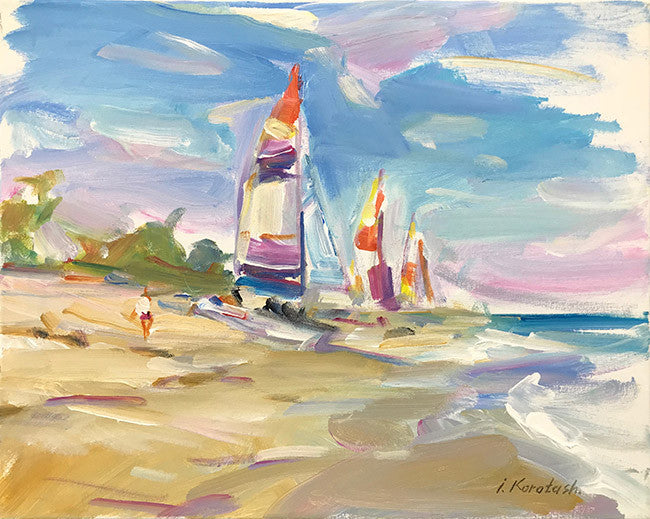 Sailboats by Igor Korotash, 2018 oil on canvas