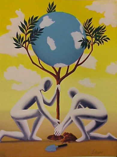 Give Leaves a Chance by Mark Kostabi, 1990 serigraph