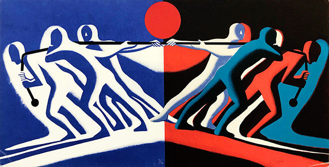 Tug of War by Mark Kostabi, 1990 serigraph