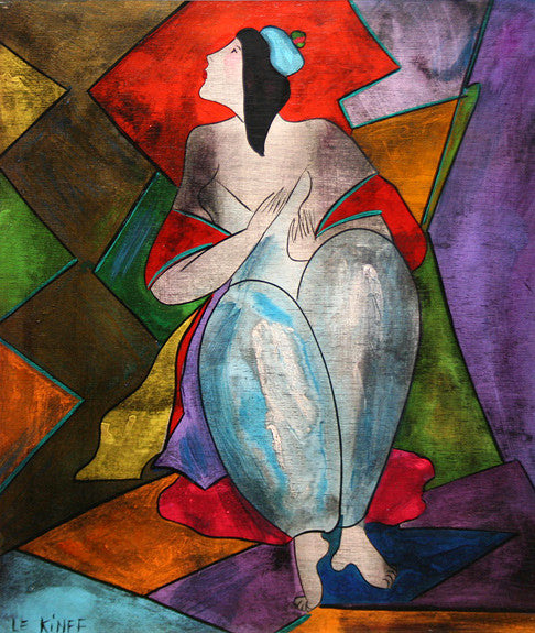 Julie Au Bonnet by Linda Le Kinff, 1998 oil on wood pane