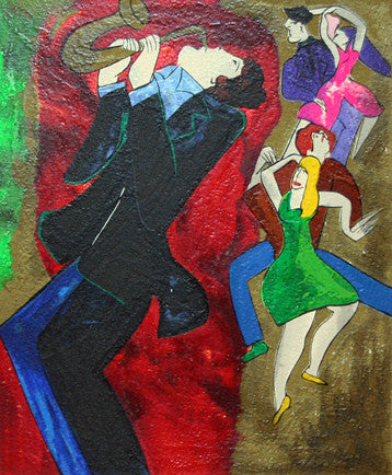 Saxophone Player by Linda Le Kinff, serigraph