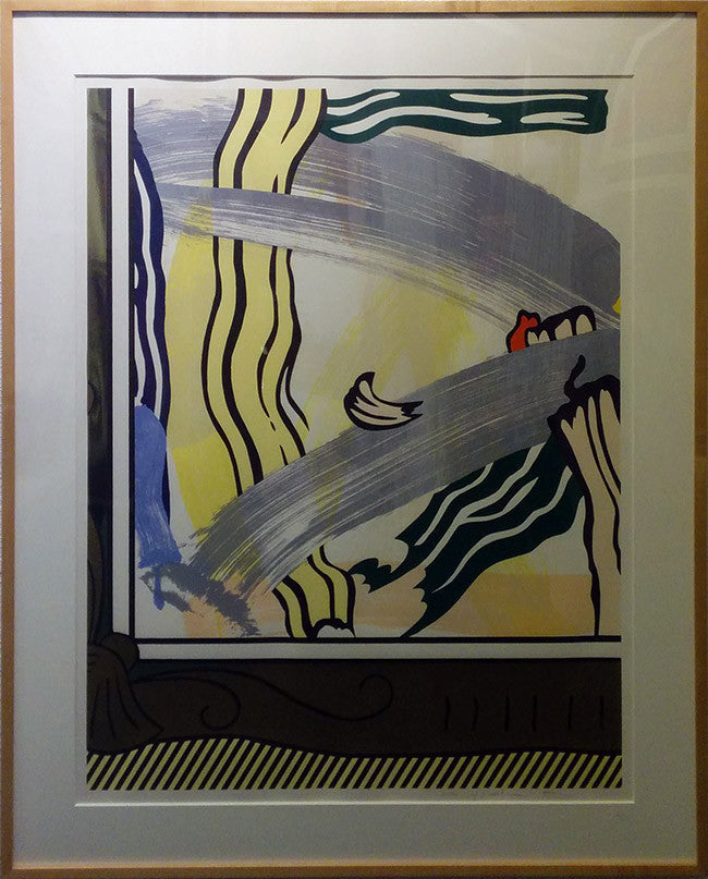 Painting in Gold Frame by Roy Lichtenstein, 1984 woodcut, lithograph, screenprint in colors with collage