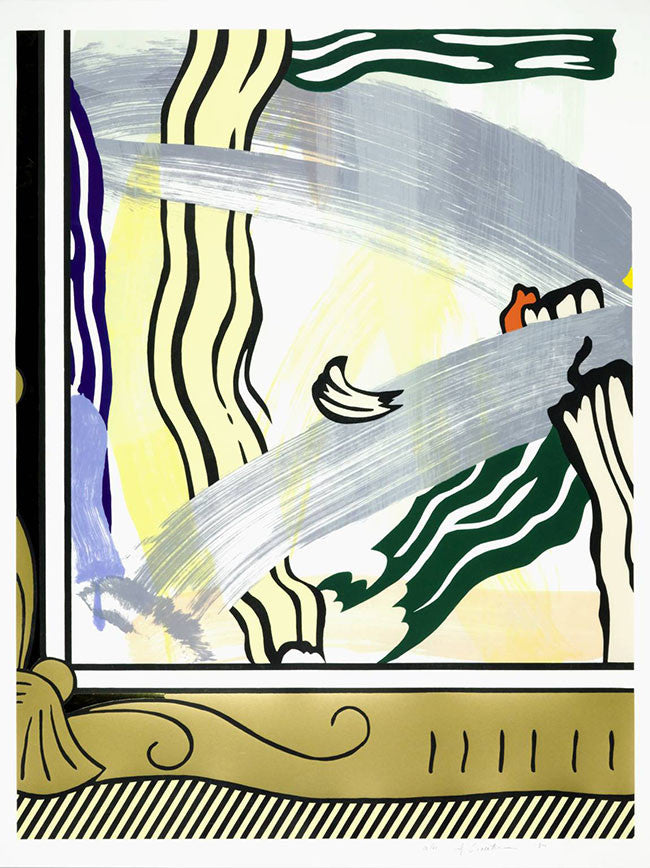 Painting in Gold Frame by Roy Lichtenstein, 1984 woodcut, lithograph, screenprint in colors with collage — detail 2