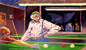 Billiards at Cafe Palermo by Aldo Luongo, 1984 serigraph