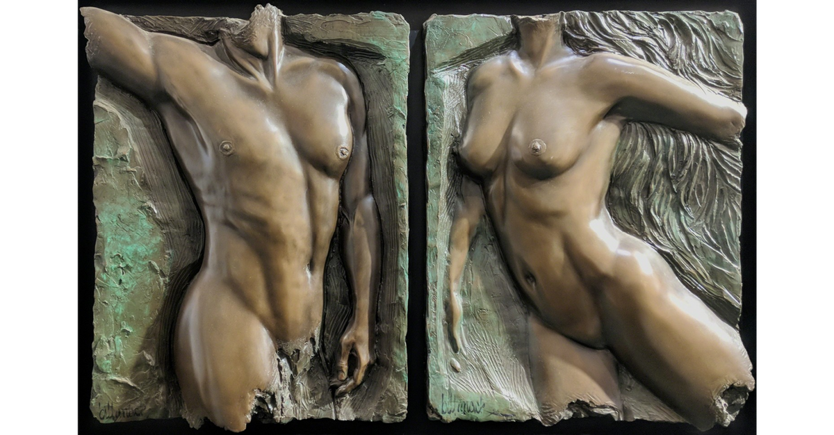 Spirit Valiant Diptych by Bill Mack, 2000 bonded bronze
