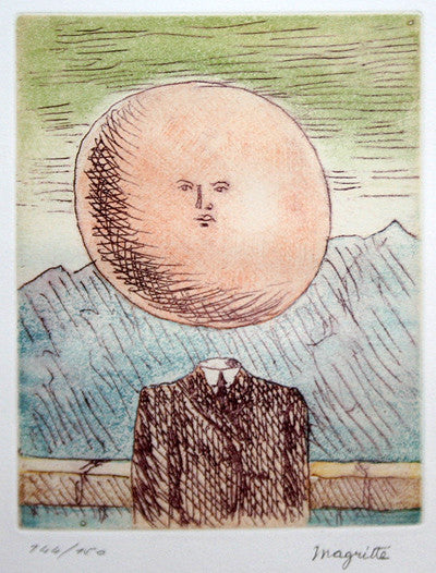 L'art De Vivre by Rene Magritte, 1969 etching & aquatint in colors on japon pape