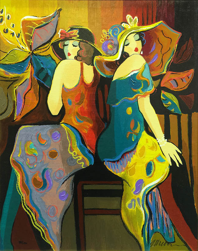Twilight Time Suite: Sisters by Isaac Maimon, 2002 serigraph — detail 2