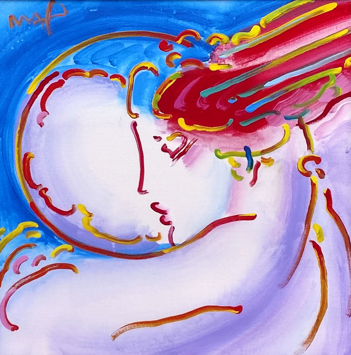 I Love the World (Original) by Peter Max, acrylic on canvas — detail 2