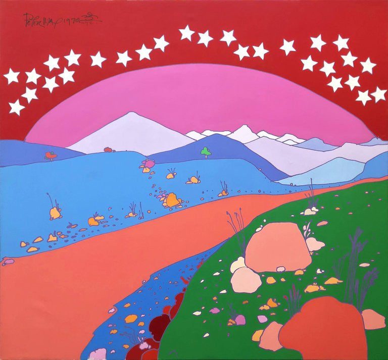 Landscape (Original) by Peter Max, 1970 acrylic on canvas