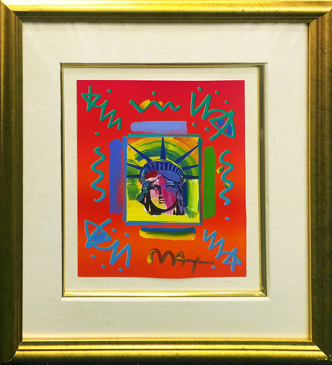 Liberty Head II (Overpaint) by Peter Max, mixed media on paper