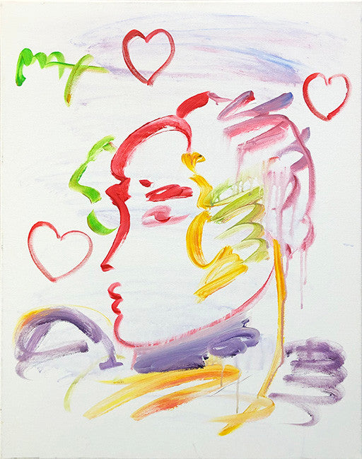 PROFILE PORTRAIT RED HEARTS (ORIGINAL) BY PETER MAX