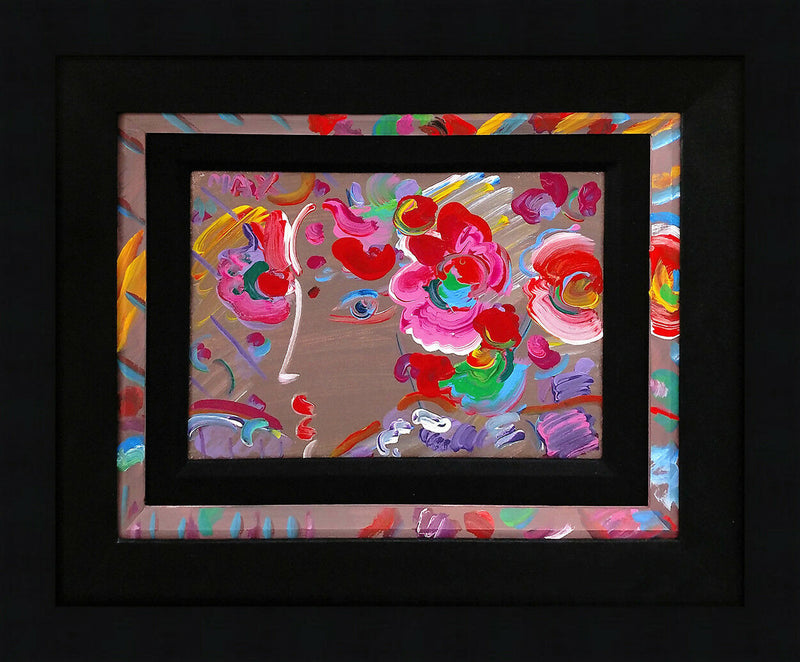 Profile with Flowers (Original) by Peter Max, 1990 acrylic on canvas
