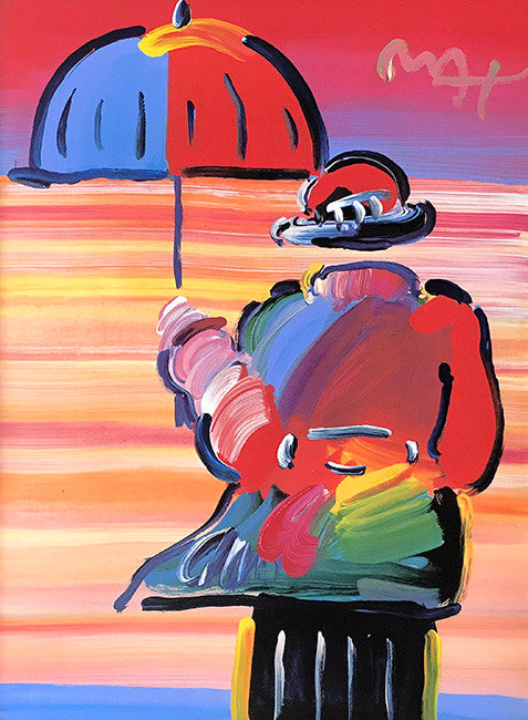 Umbrella Man (Mixed Media) by Peter Max, mixed media on paper