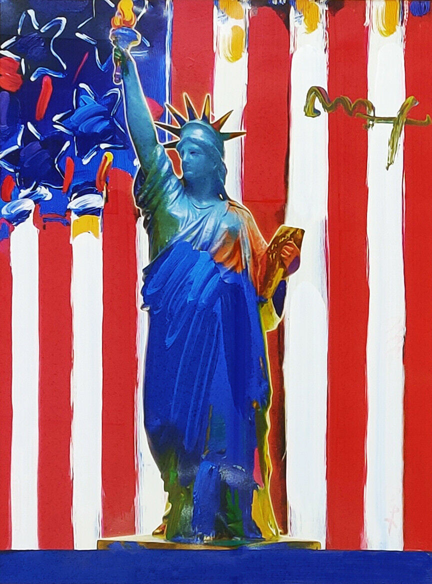 United We Stand (Overpaint) by Peter Max, mixed media on paper
