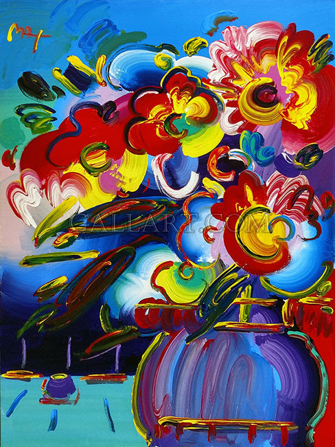 VASE OF FLOWERS SERIES 17 (ORIGINAL) BY PETER MAX