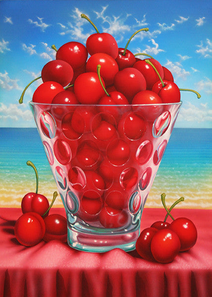 Cherries at the Beach by Dan Meyer, oil on canvas