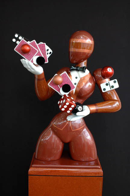 Royal Flush by Dan Meyer, cedar, cast resin, acrylic