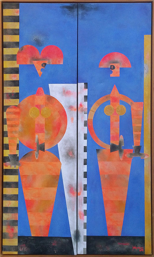 Unknown Female Diptych by Judy Milazzo by Artists Misc., 1999 mixed media on canvas