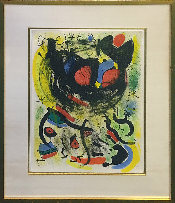 The Seers I ( Les Voyants) by Joan Miro, 1971 lithograph in color on Rives vellum with watermark