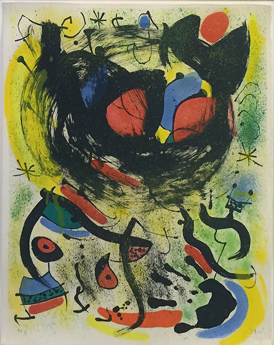The Seers I ( Les Voyants) by Joan Miro, 1971 lithograph in color on Rives vellum with watermark — detail 2