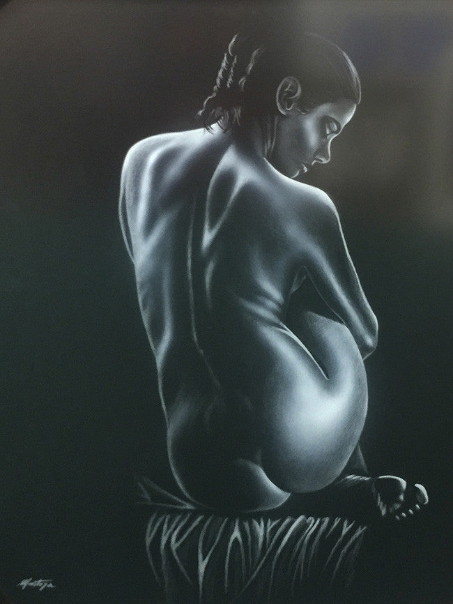 Untitled (Sitting Nude) by Fernando Montoya, drawing on paper — detail 2