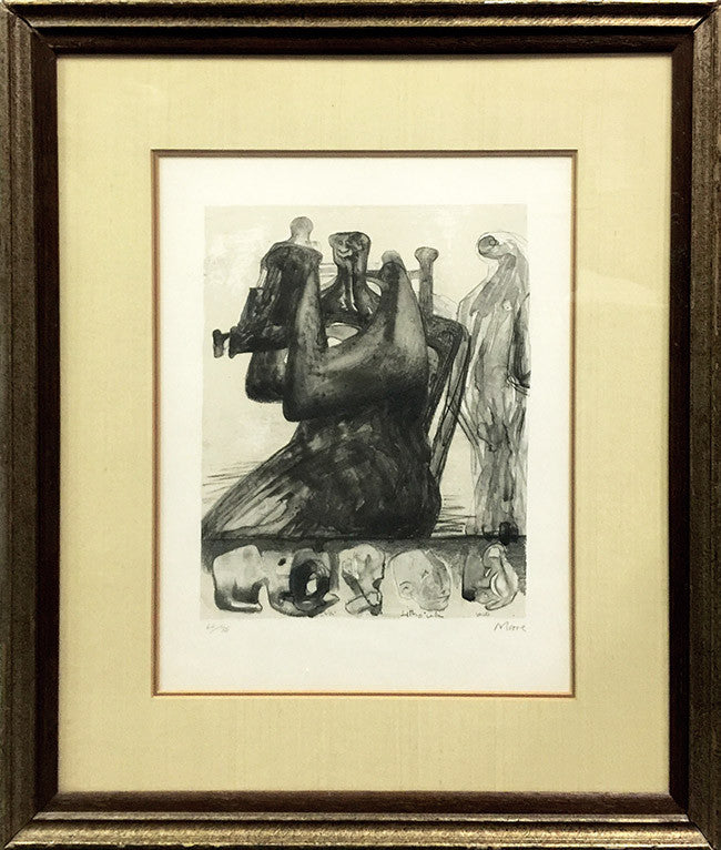 Mother and Child with Border Design by Henry Moore by Artists Misc., 1976 lithograph, on paper