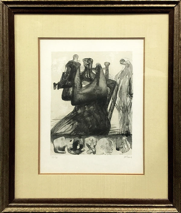 MOTHER AND CHILD WITH BORDER DESIGN BY HENRY MOORE