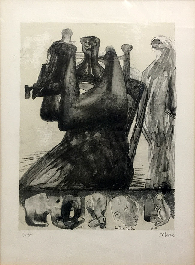 Mother and Child with Border Design by Henry Moore by Artists Misc., 1976 lithograph, on paper — detail 2