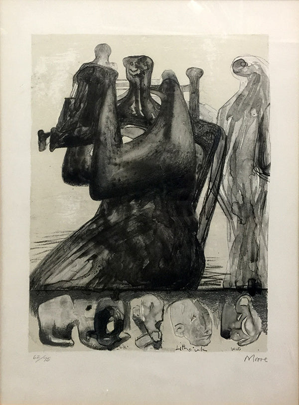 MOTHER AND CHILD WITH BORDER DESIGN BY HENRY MOORE