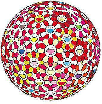 Flowerball Red Crowned Crane Vermillion by Takashi Murakami by Crane Vermillion, 2017 offset lithograph with cold stamp and…
