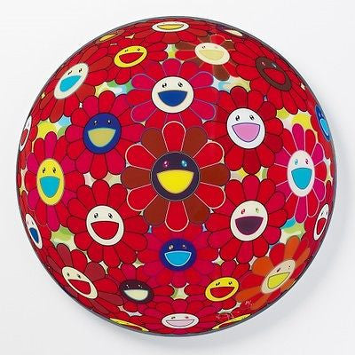 Flowerball Red (3D) by Takashi Murakami, 2010 offset lithograph with cold stamp and high gloss varnishing