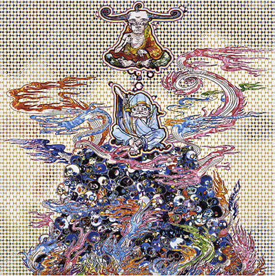 2 Arhats Meditating Amid the Hellfire by Takashi Murakami, offset lithograph on paper edition
