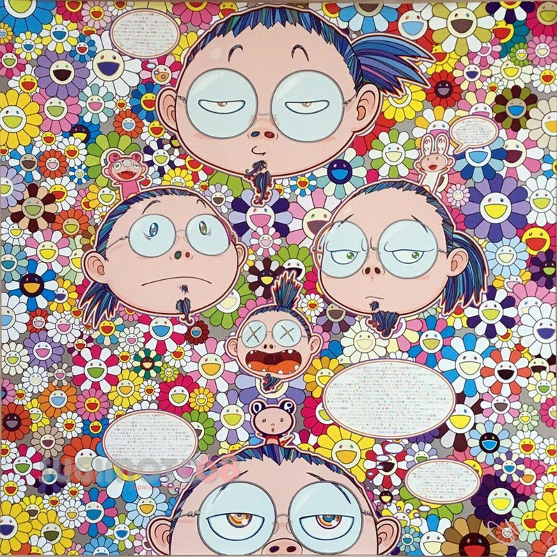Manifold Worries! Flowers by Takashi Murakami, offset lithograph with foil stamp edition