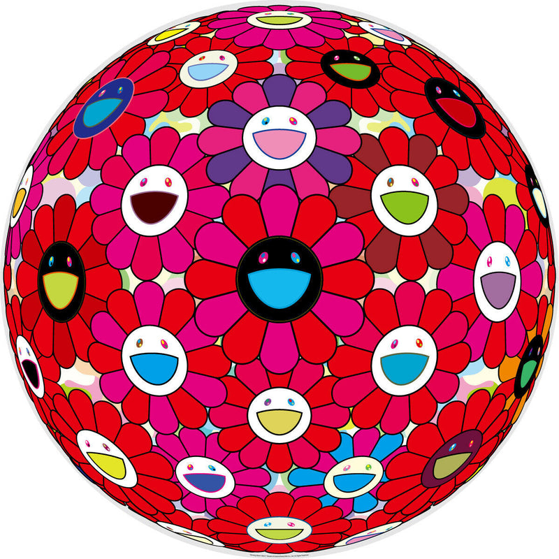 Flowerball Burning Red! (3D) by Takashi Murakami, 2010 offset lithograph with cold stamp and high gloss varnishing