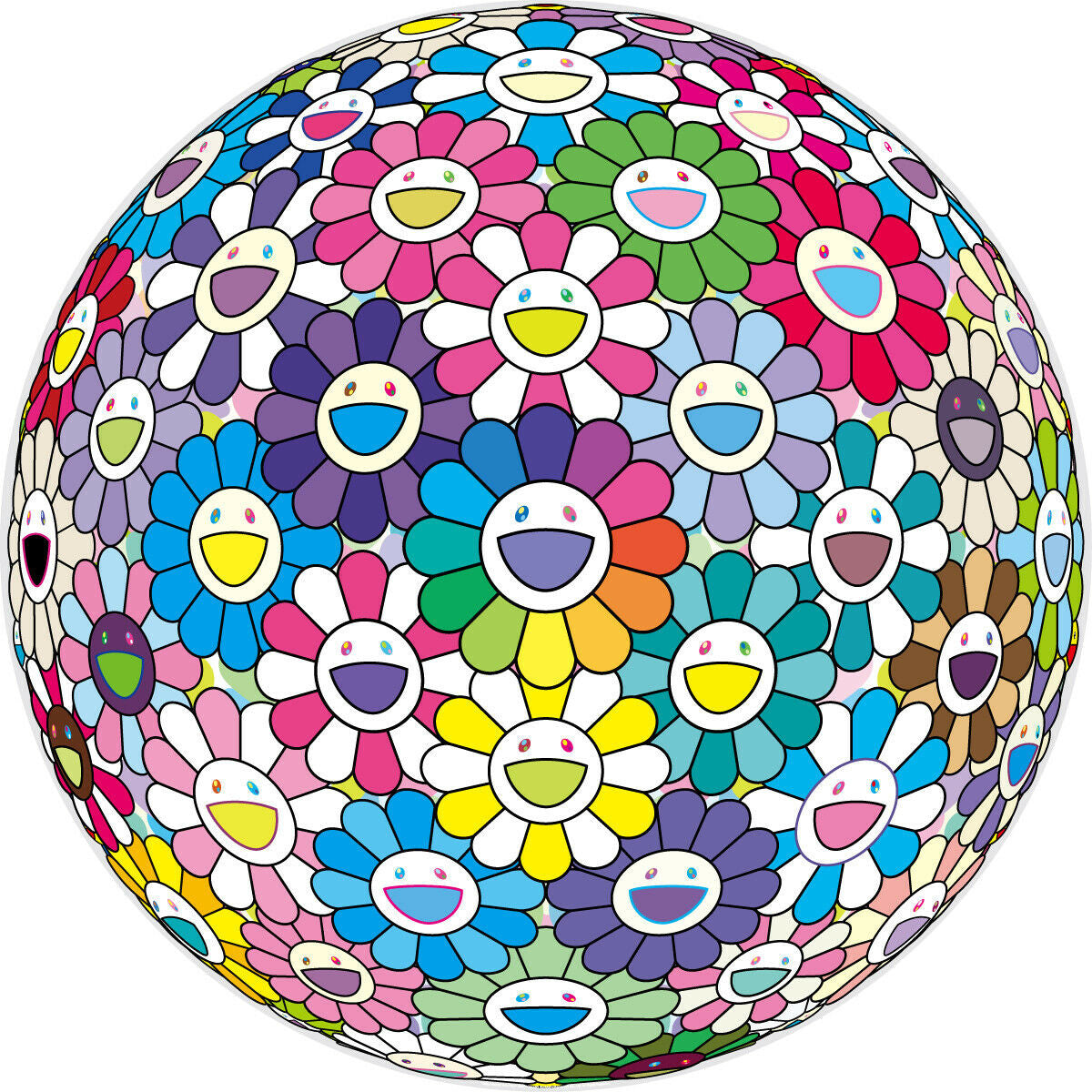 Flowerball Gargantua on Your Palm by Takashi Murakami, 2017 offset lithograph with cold stamp and high gloss varnishing