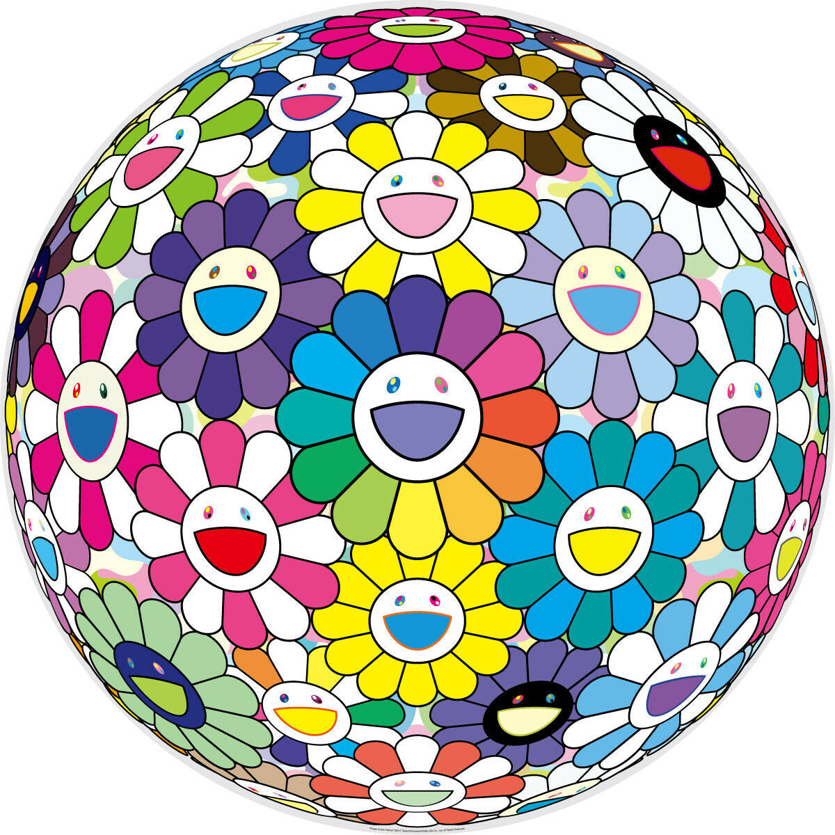 Flowerball Prayer at the Festival by Takashi Murakami, 2017 offset lithograph with cold stamp and high gloss varnishing