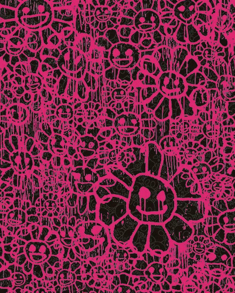 Madsaki Flowers Black Lame and Pink B by Takashi Murakami, offset lithograph edition