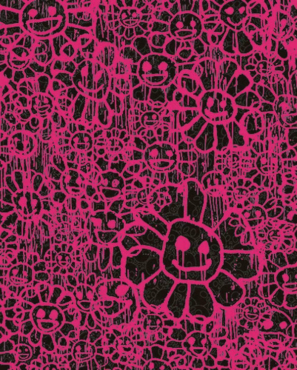 MADSAKI FLOWERS BLACK LAME AND PINK B BY TAKASHI MURAKAMI