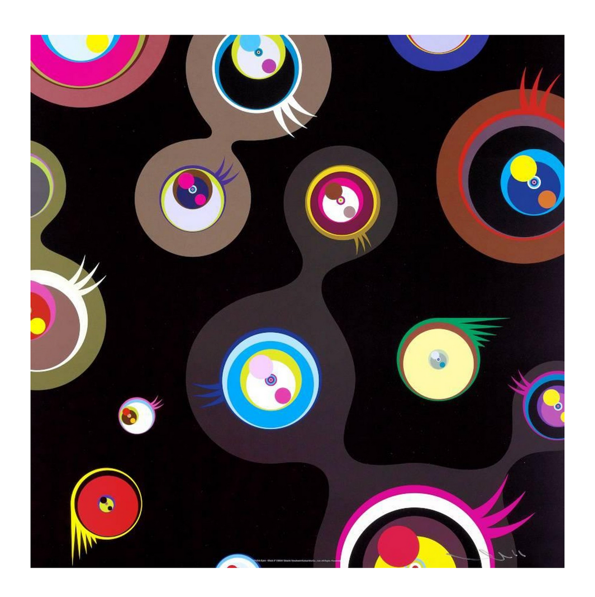 Jellyfish Eyes Black 2 by Takashi Murakami, offset lithograph framed (black or white) edition — detail 2