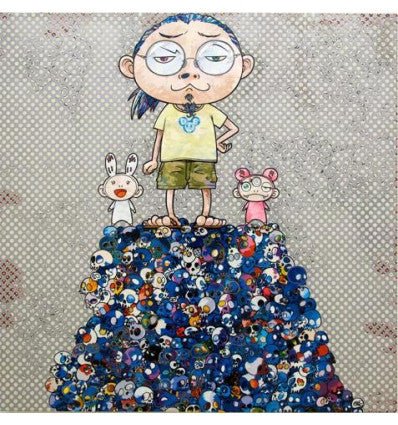 On the Blue Mound of the Dead by Takashi Murakami, woven paper, four-color offset printing, silver edition