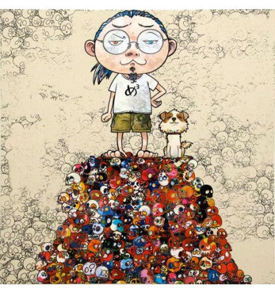 Pom & Me: on the Red Mound of the Dead by Takashi Murakami, woven paper, four-color offset printing, silver edition