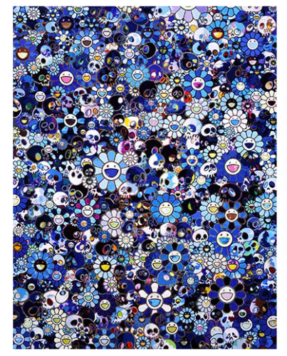SKULLS & FLOWERS (BLUE) BY TAKASHI MURAKAMI